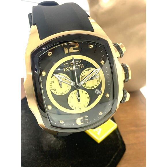 Invicta Men's Watch 10067 Lupah Quartz Chronograph Gold Black Rubber Strap 48mm - Picture 14 of 15